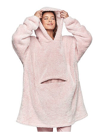 Ensemble sweatshirt poncho à capuche et coussin pc1