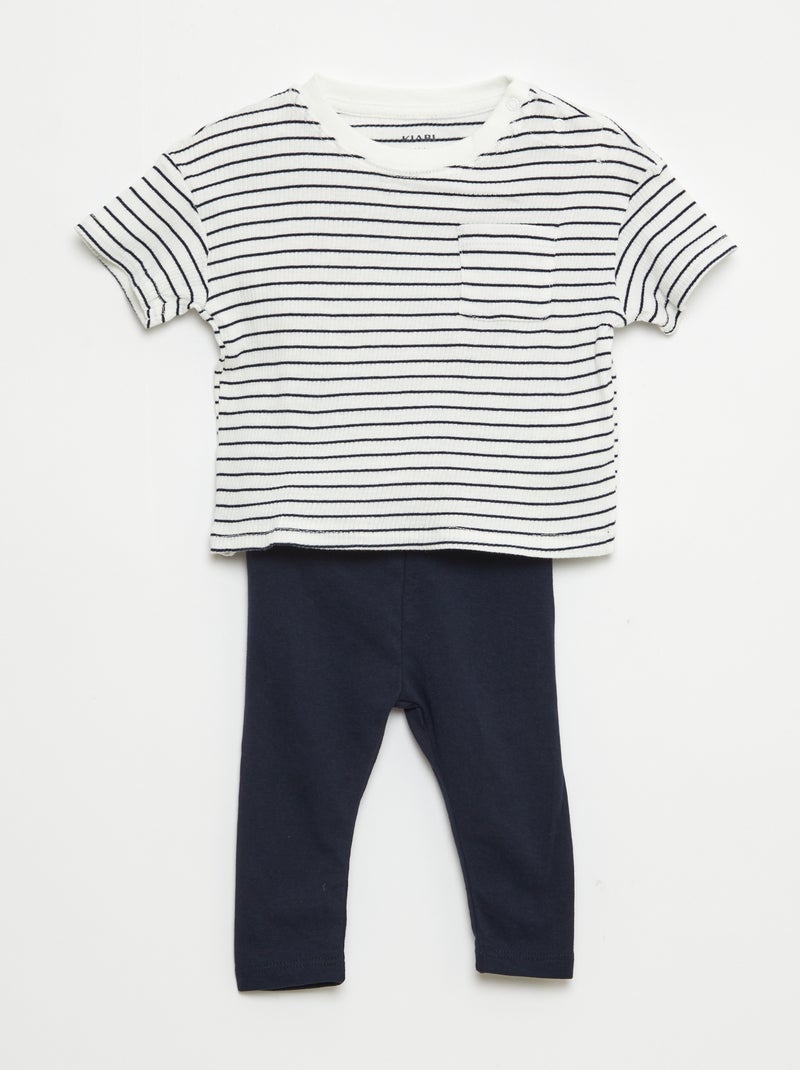 Ensemble t-shirt à manches courtes + legging - 2 pièces Blanc - Kiabi