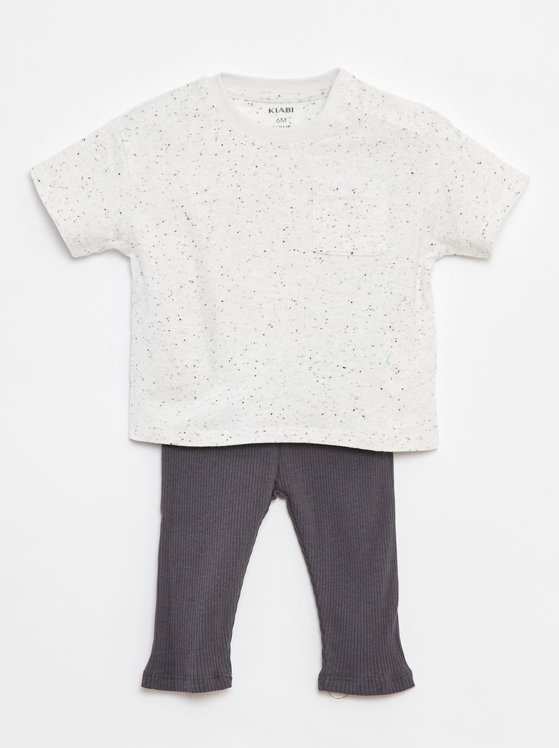 Ensemble t-shirt à manches courtes + legging - 2 pièces Blanc - Kiabi