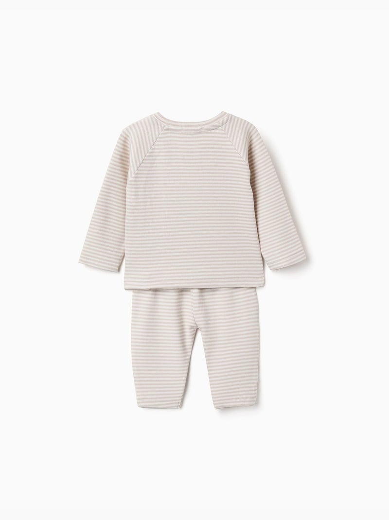 Ensemble T-shirt à manches longues et pantalon à rayures Blanc - Kiabi