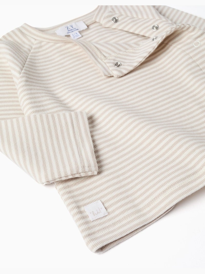 Ensemble T-shirt à manches longues et pantalon à rayures Blanc - Kiabi