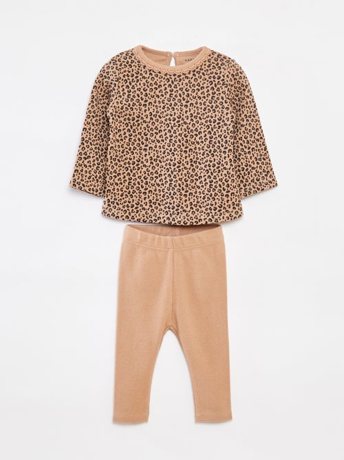 Ensemble t-shirt à manches longues + legging - 2 pièces - Kiabi