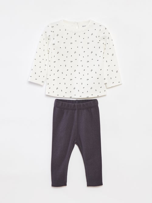 Ensemble t-shirt à manches longues + legging - 2 pièces - Kiabi
