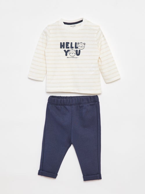 Ensemble t-shirt à manches longues + pantalon - 2 pièces - Kiabi