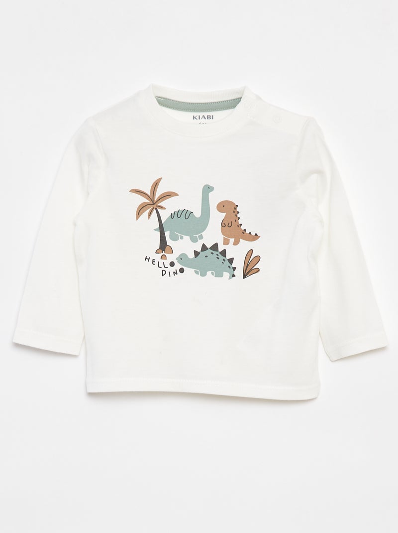 Ensemble t-shirt à manches longues + pantalon - 2 pièces Blanc - Kiabi
