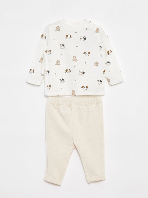 Ensemble t-shirt à manches longues + pantalon - 2 pièces - Kiabi
