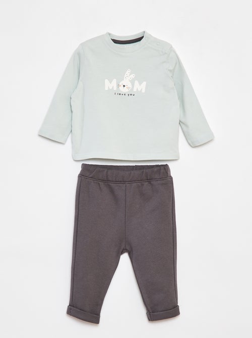 Ensemble t-shirt à manches longues + pantalon - 2 pièces - Kiabi