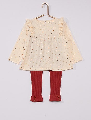 Ensemble t-shirt à volant + legging côtelé