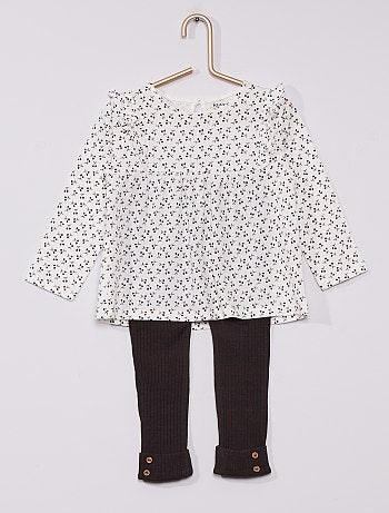 Ensemble t-shirt à volant + legging côtelé