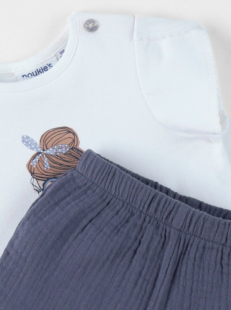Ensemble T-shirt avec short, Coton Noukie's Blanc - Kiabi