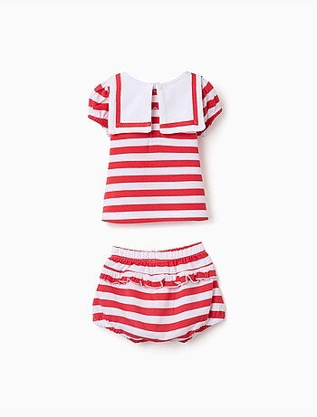 Ensemble T-shirt + bloomer en coton à rayures