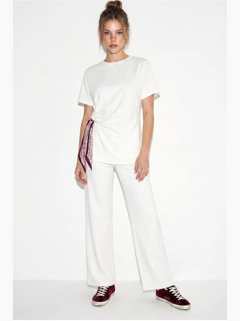 Ensemble t-shirt col rond et pantalon large lucci Blanc - Kiabi