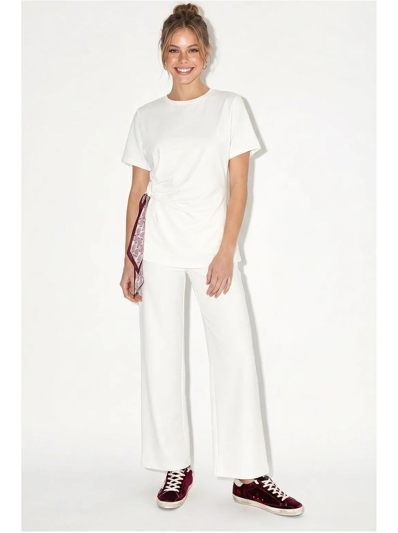 Ensemble t-shirt col rond et pantalon large lucci Blanc - Kiabi