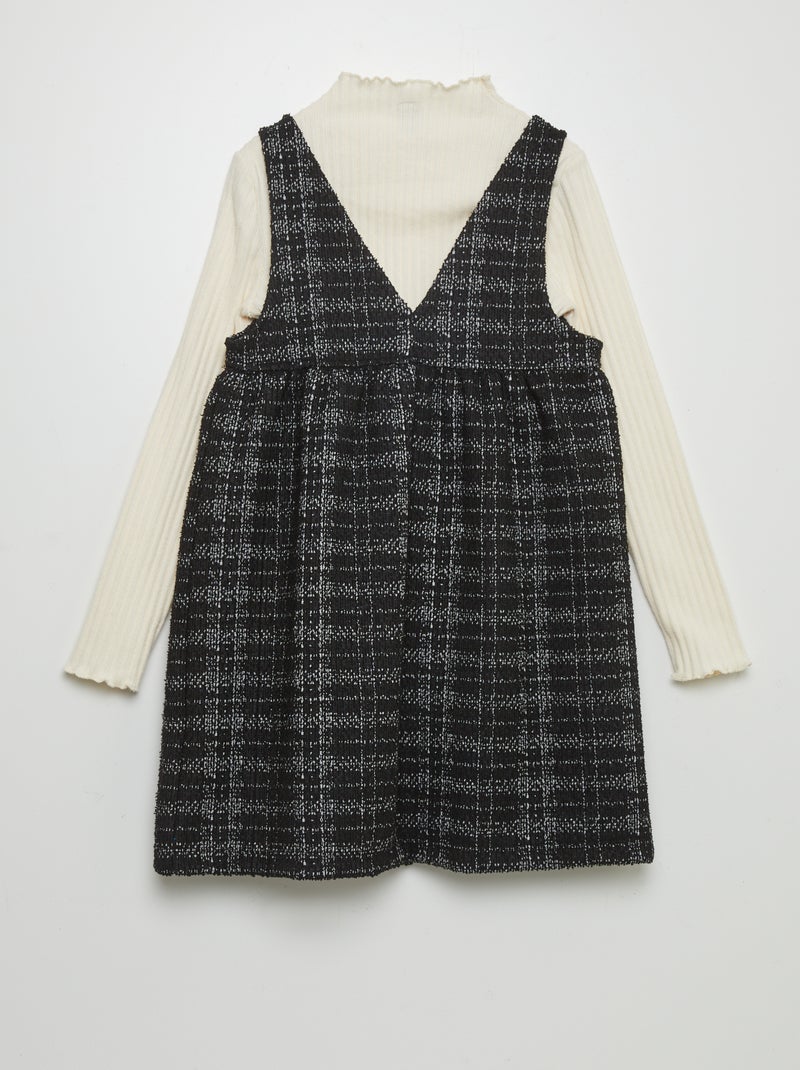Ensemble t-shirt côtelé + robe en tweed - 2 pièces Gris - Kiabi