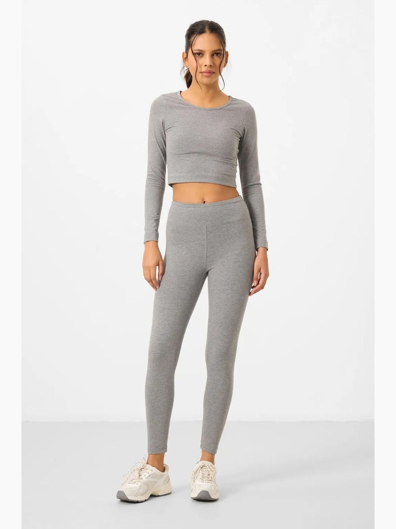 Ensemble t-shirt court et legging en coton et élasthanne tommy Gris clair - Kiabi
