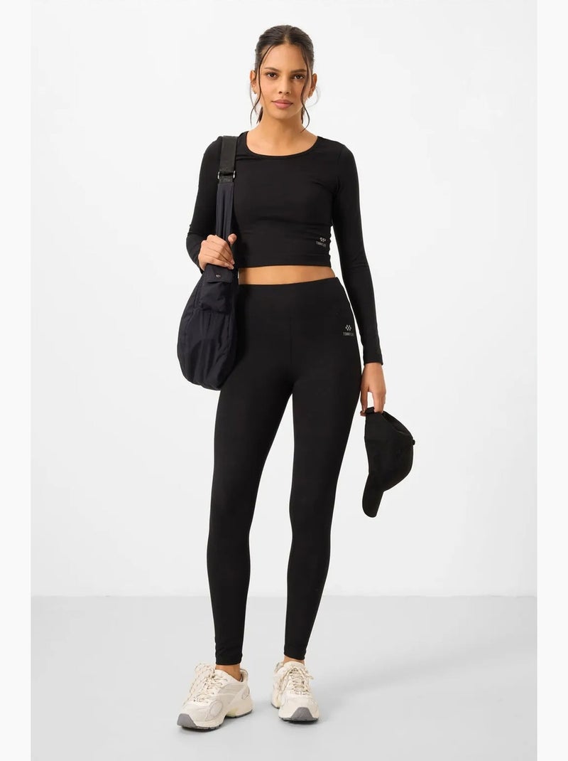 Ensemble t-shirt court et legging en coton et élasthanne tommy Noir - Kiabi
