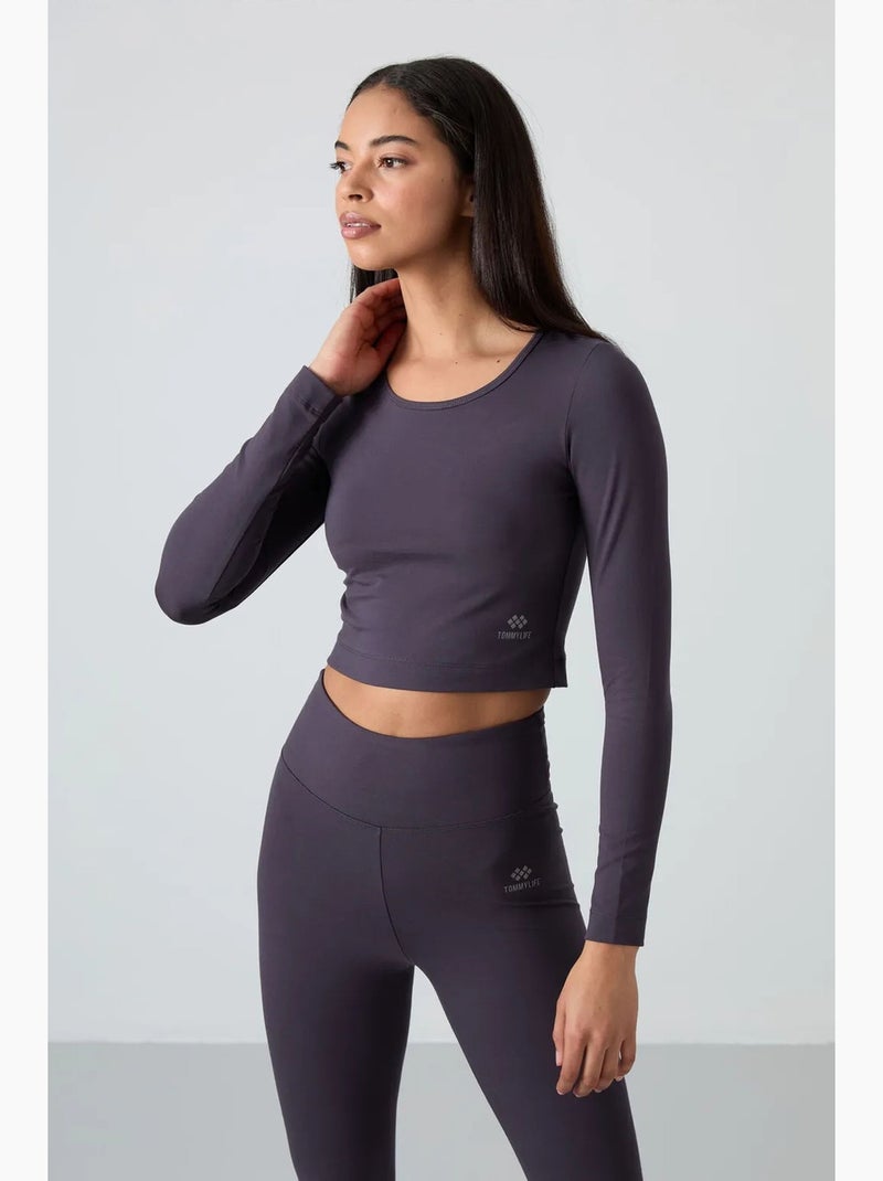 Ensemble t-shirt court et legging en coton et élasthanne tommy Violet aubergine - Kiabi