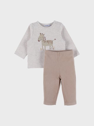 Ensemble t-shirt en coton et pantalon en jersey côtelé Noukie's
