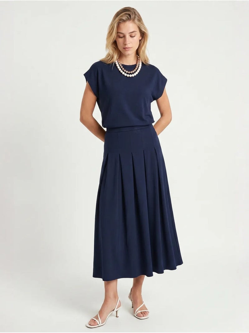 Ensemble t-shirt et jupe midi en jersey istanbul Bleu marine - Kiabi