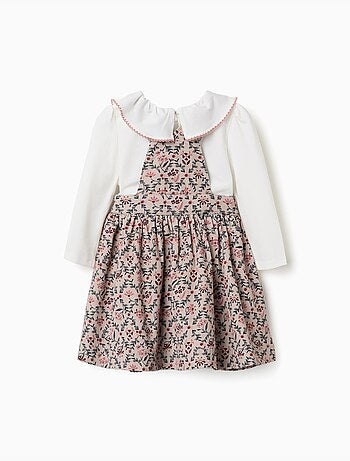 Ensemble t-shirt et robe salopette en velours côtelé
