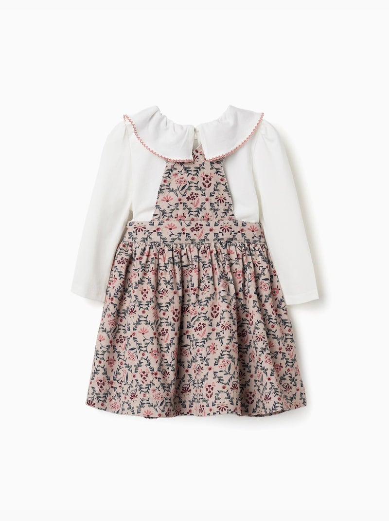 Ensemble t-shirt et robe salopette en velours côtelé Beige clair - Kiabi