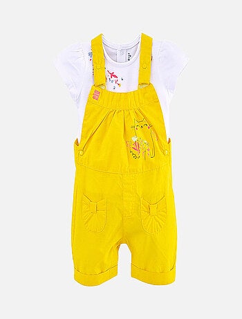 ENSEMBLE T SHIRT ET SALOPETTE COURTE BEBE FILLE