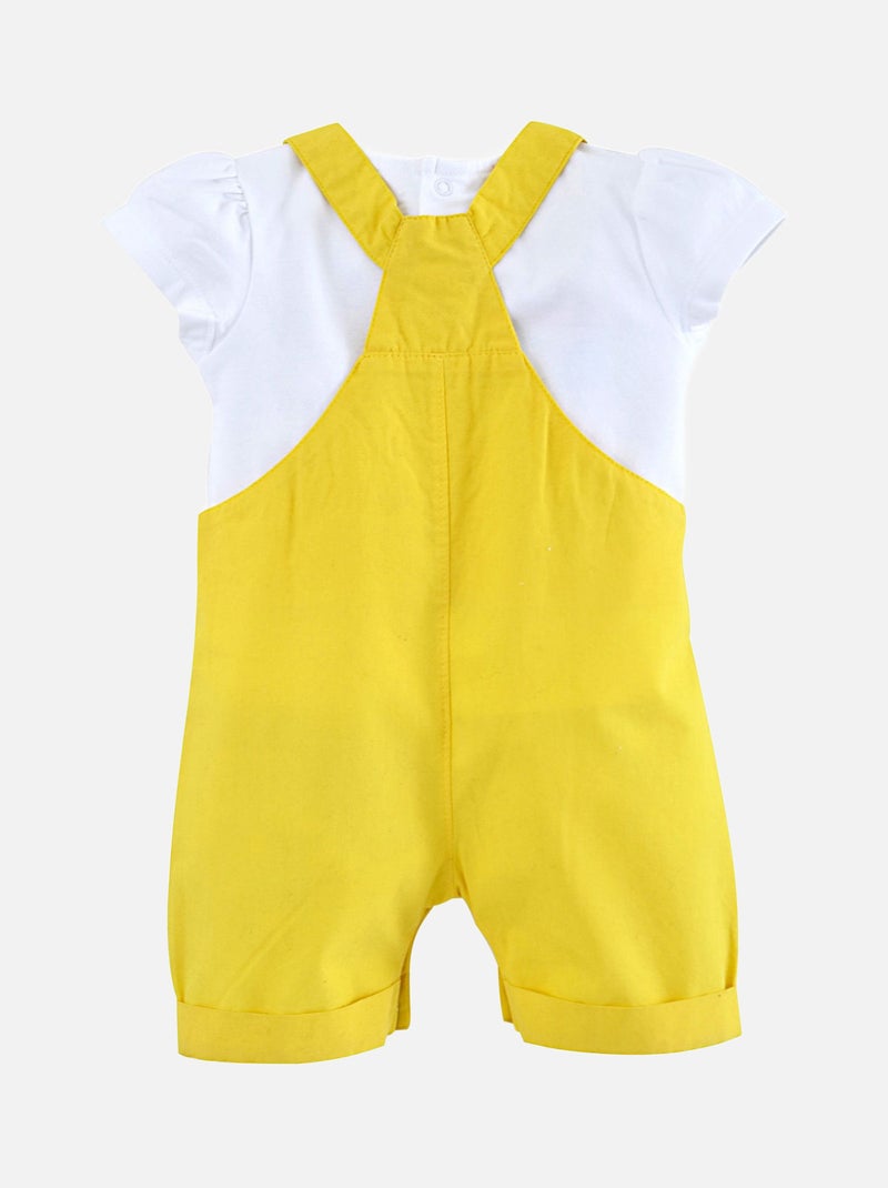 ENSEMBLE T SHIRT ET SALOPETTE COURTE BEBE FILLE Jaune - Kiabi