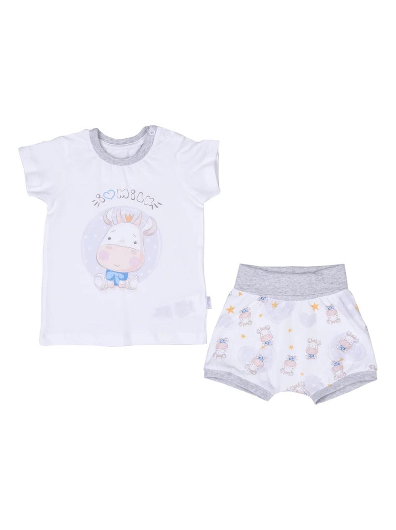 Ensemble t-shirt et short bébé , Milk Kitikate Ecru - Kiabi