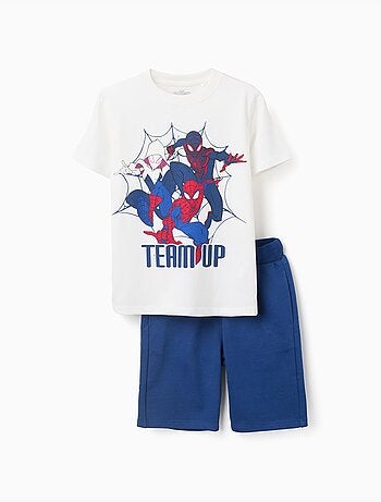 Ensemble T-shirt et short en coton avec imprimé Spider-Man