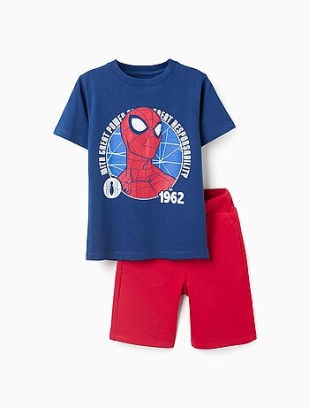 Ensemble T-shirt et short en coton avec imprimé Spider-Man
