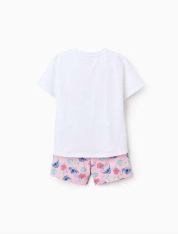 Ensemble T-shirt et short en coton avec imprimé Stitch