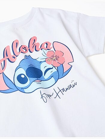 Ensemble T-shirt et short en coton avec imprimé Stitch