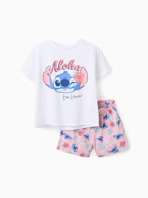 Ensemble T-shirt et short en coton avec imprimé Stitch - Kiabi
