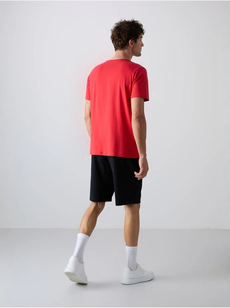 Ensemble t-shirt et short imprimé en jersey de coton tommy Rouge - Kiabi