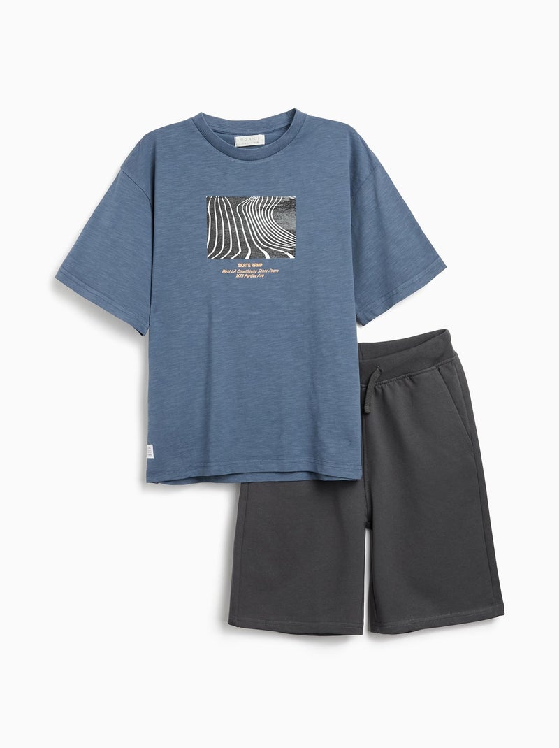 Ensemble t-shirt et short MO Fashion Gris - Kiabi
