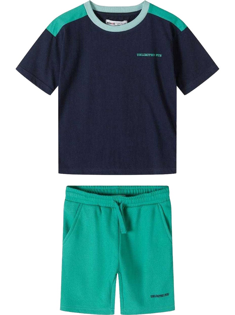 Ensemble t-shirt et short motif/style détail contrasté - minoti Vert fluo - Kiabi