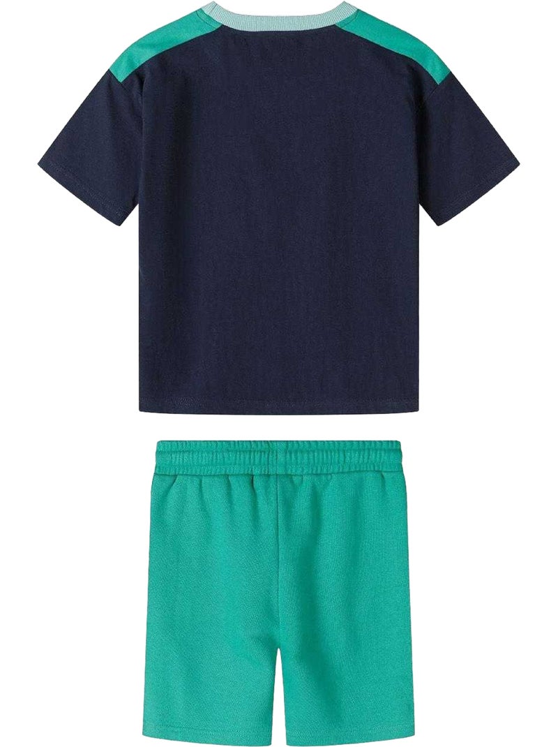 Ensemble t-shirt et short motif/style détail contrasté - minoti Vert fluo - Kiabi
