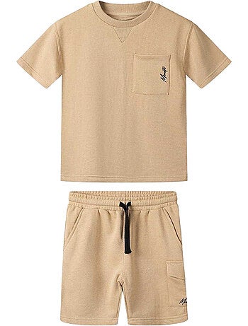 Ensemble t-shirt et short motif/style texte - minoti