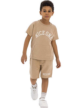 Ensemble t-shirt et short motif/style texte - minoti