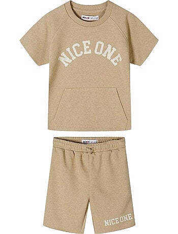 Ensemble t-shirt et short motif/style texte - minoti