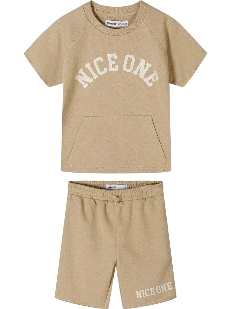 Ensemble t-shirt et short motif/style texte - minoti Beige - Kiabi