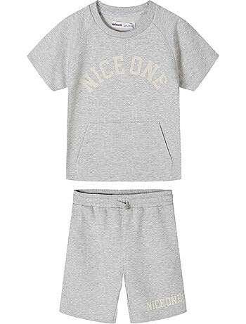 Ensemble t-shirt et short motif/style texte - minoti