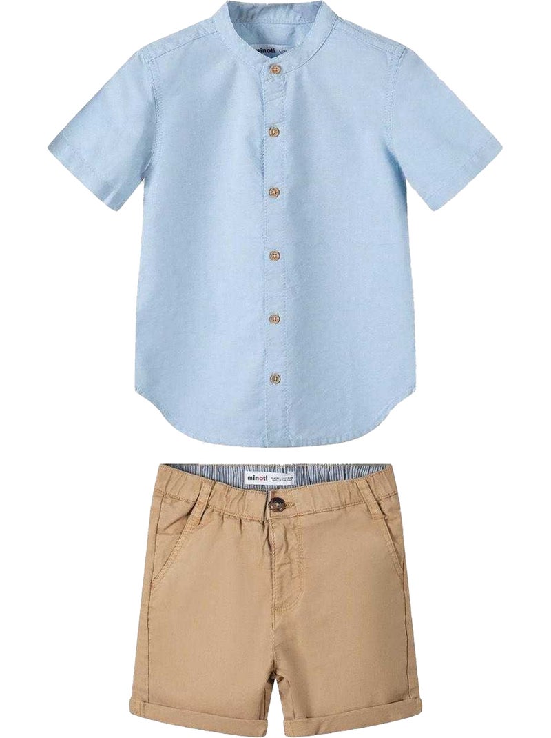 Ensemble t-shirt et short motif/style uni - minoti Bleu clair - Kiabi