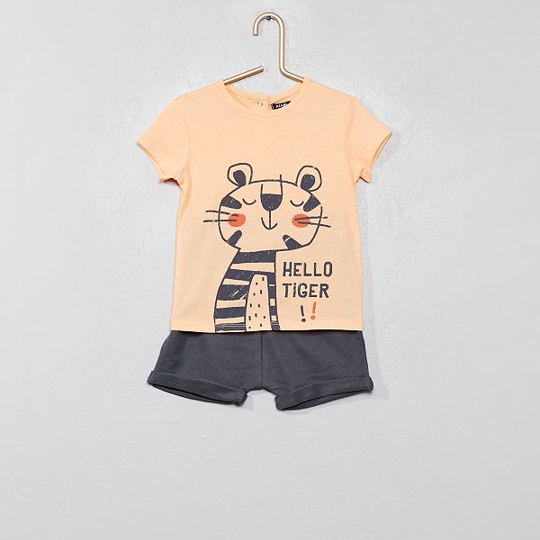 Ensemble T Shirt Et Short Bebe Garcon Orange Gris Kiabi 7 00