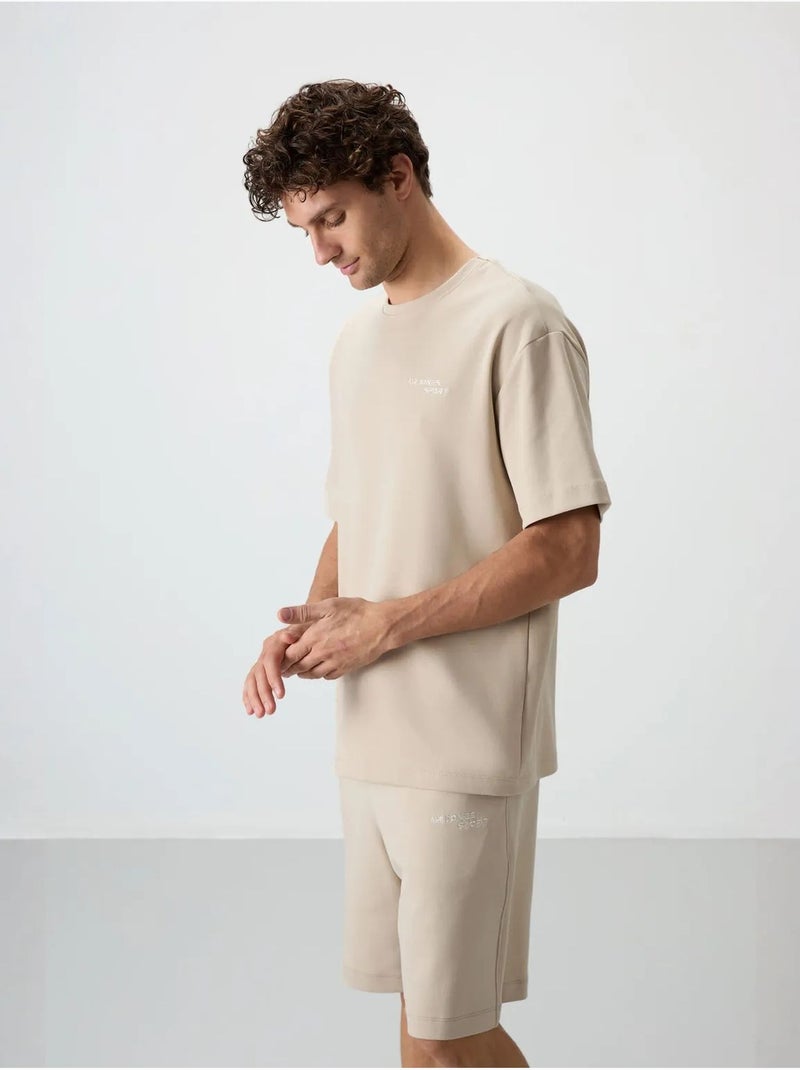 Ensemble t-shirt et short oversize tommy Beige argile - Kiabi