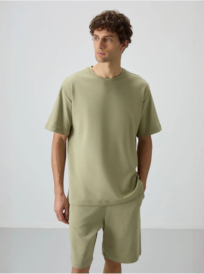 Ensemble t-shirt et short oversize tommy Kaki - Kiabi