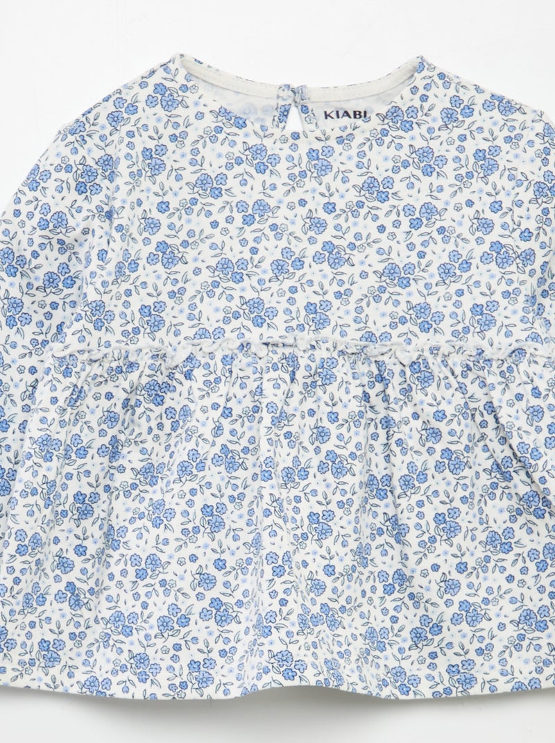 Ensemble t-shirt fleuri + legging côtelé - 2 pièces BLANC - Kiabi