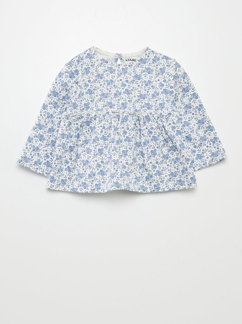 Ensemble t-shirt fleuri + legging côtelé - 2 pièces BLANC - Kiabi