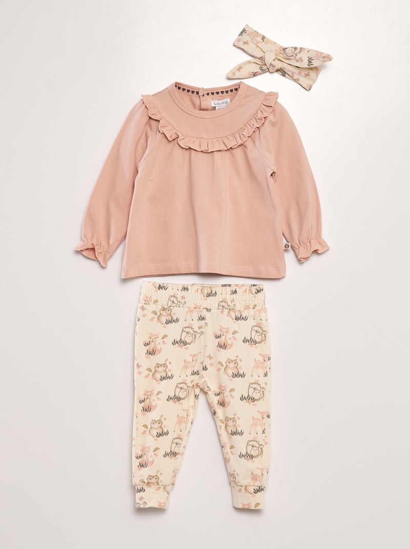 Ensemble t-shirt +jogging + bandeau - 3 pièces Rose - Kiabi