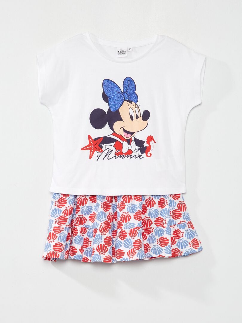 Ensemble t-shirt + jupe 'Minnie' 'Disney' blanc - Kiabi